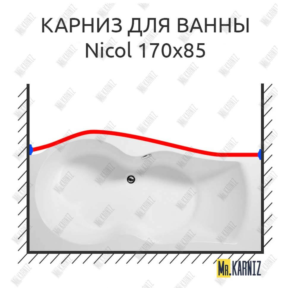 Карниз для ванны Aquanet Nicol Передний борт 170х85 Усиленный 25 мм MrKARNIZ