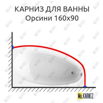 Карниз для ванны Radomir Орсини 160х90 Усиленный 25 мм MrKARNIZ