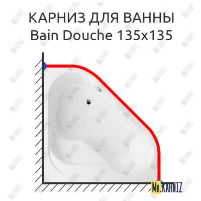 Карниз для ванны Jacob Delafon Bain Douche 135х135 Усиленный 25 мм MrKARNIZ