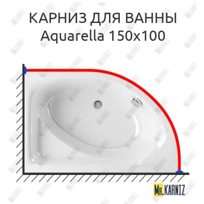 Карниз для ванны Excellent AQUARELLA 150х100 Усиленный 25 мм MrKARNIZ