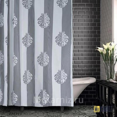 Штора для ванной Damask Strtipe серая