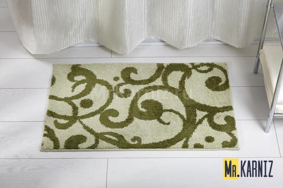 Коврик в туалет Узоры беж/зеленый