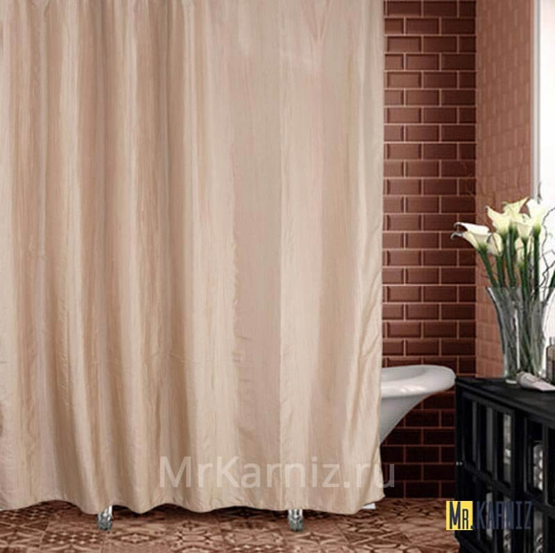 Штора для ванной Двухслойная Органза бежевая