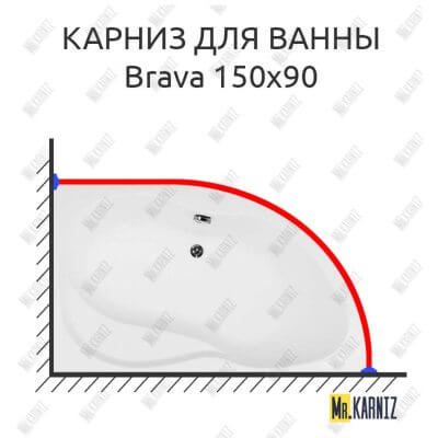 Карниз для ванны Aquanet Brava 150х90 Усиленный 25 мм MrKARNIZ