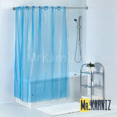 Штора для ванной 3D синяя
