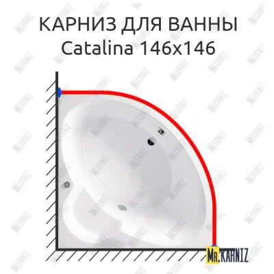 Карниз для ванны Vagnerplast Catalina 146х146 Усиленный 25 мм MrKARNIZ