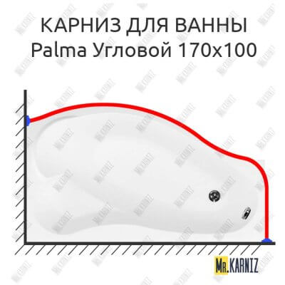 Карниз для ванны Aquanet Palma Угловой 170х100 Усиленный 25 мм MrKARNIZ